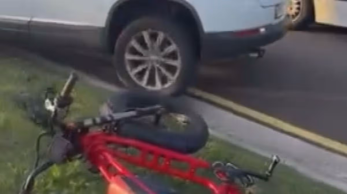 The e bike strewn on the ground after the incident
