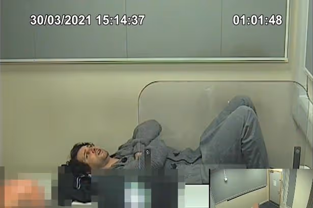 Bodycam footage of Davidson in the police cell