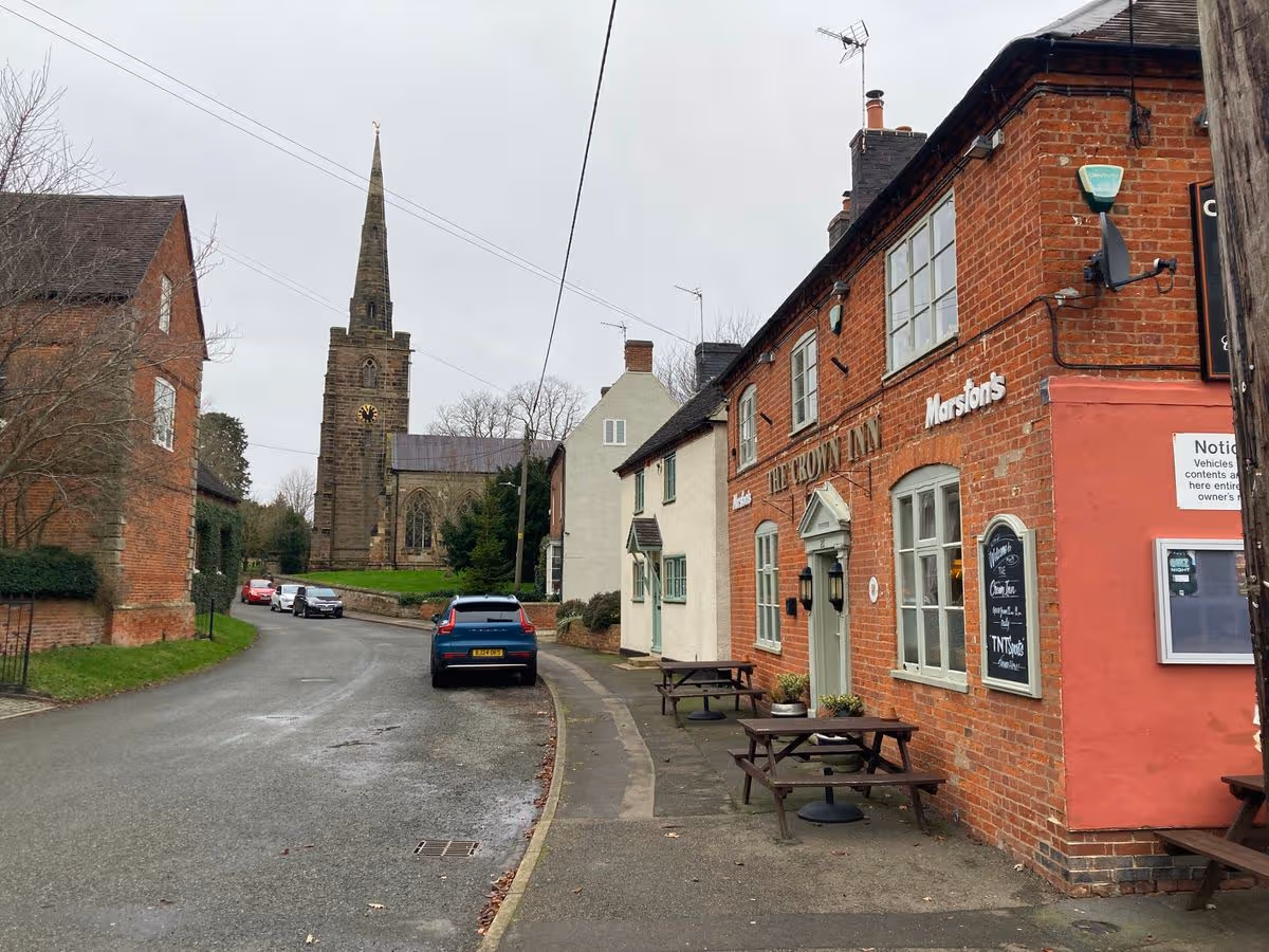 The incident occurred outside The Crown Inn in the village near Measham