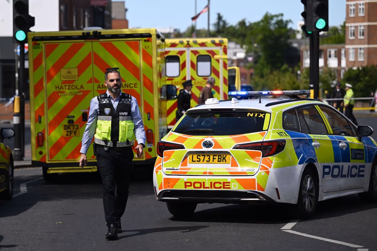 Police cars near the scene