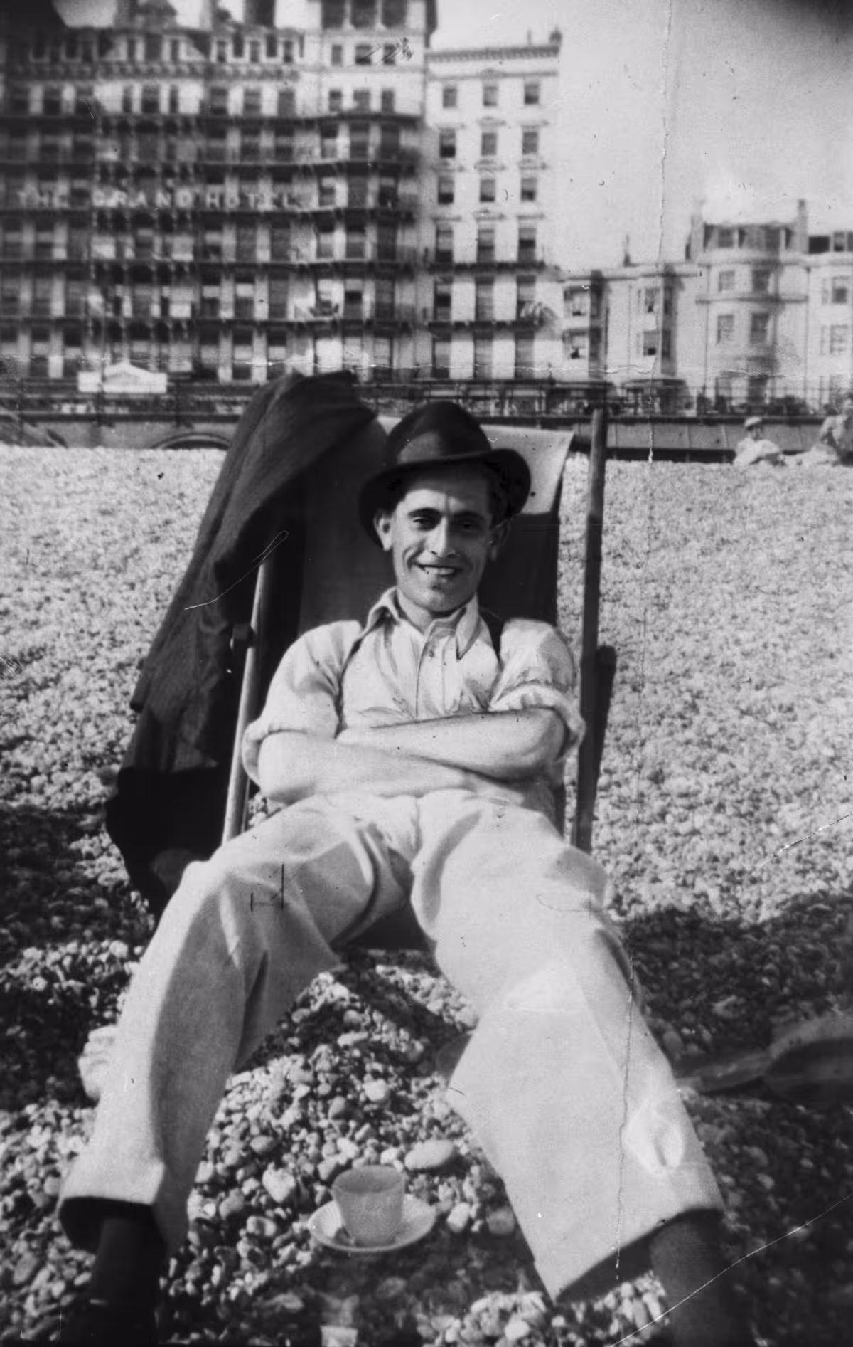 Tony Mancini seen relaxing on Brighton beach