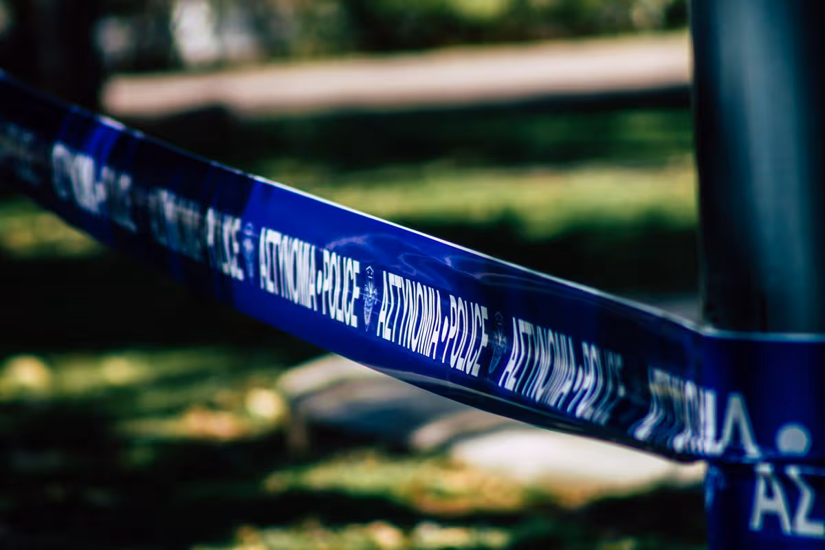 Cyprus police cordon stock image