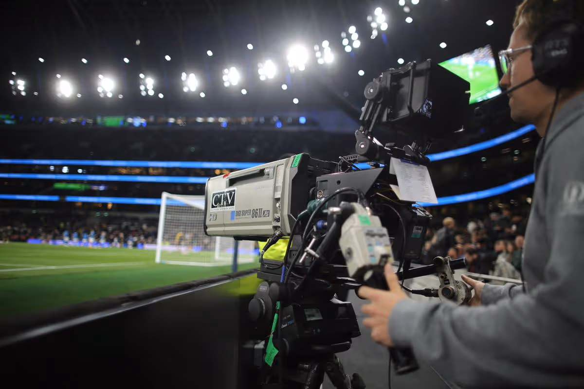 a television camera during the Premier League match