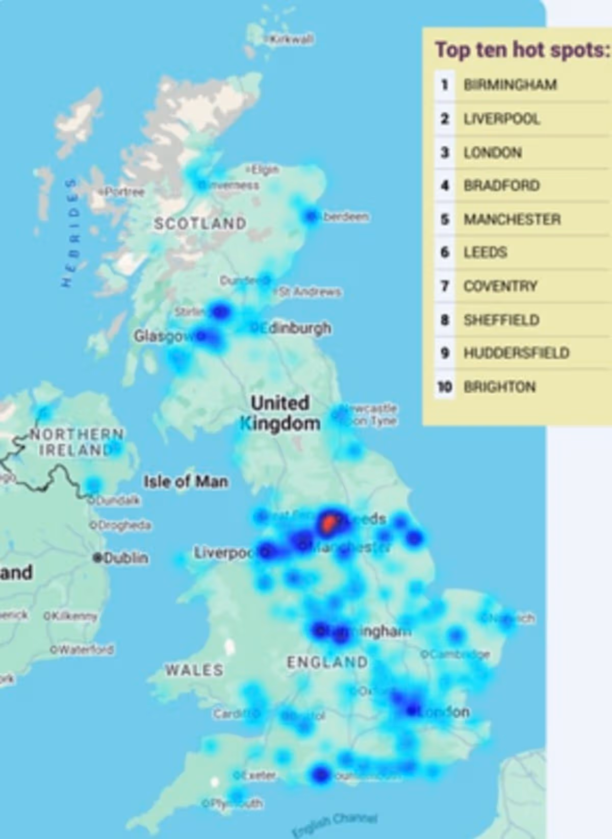A map from Trading Standards shows the areas with the most 'dodgy shops'