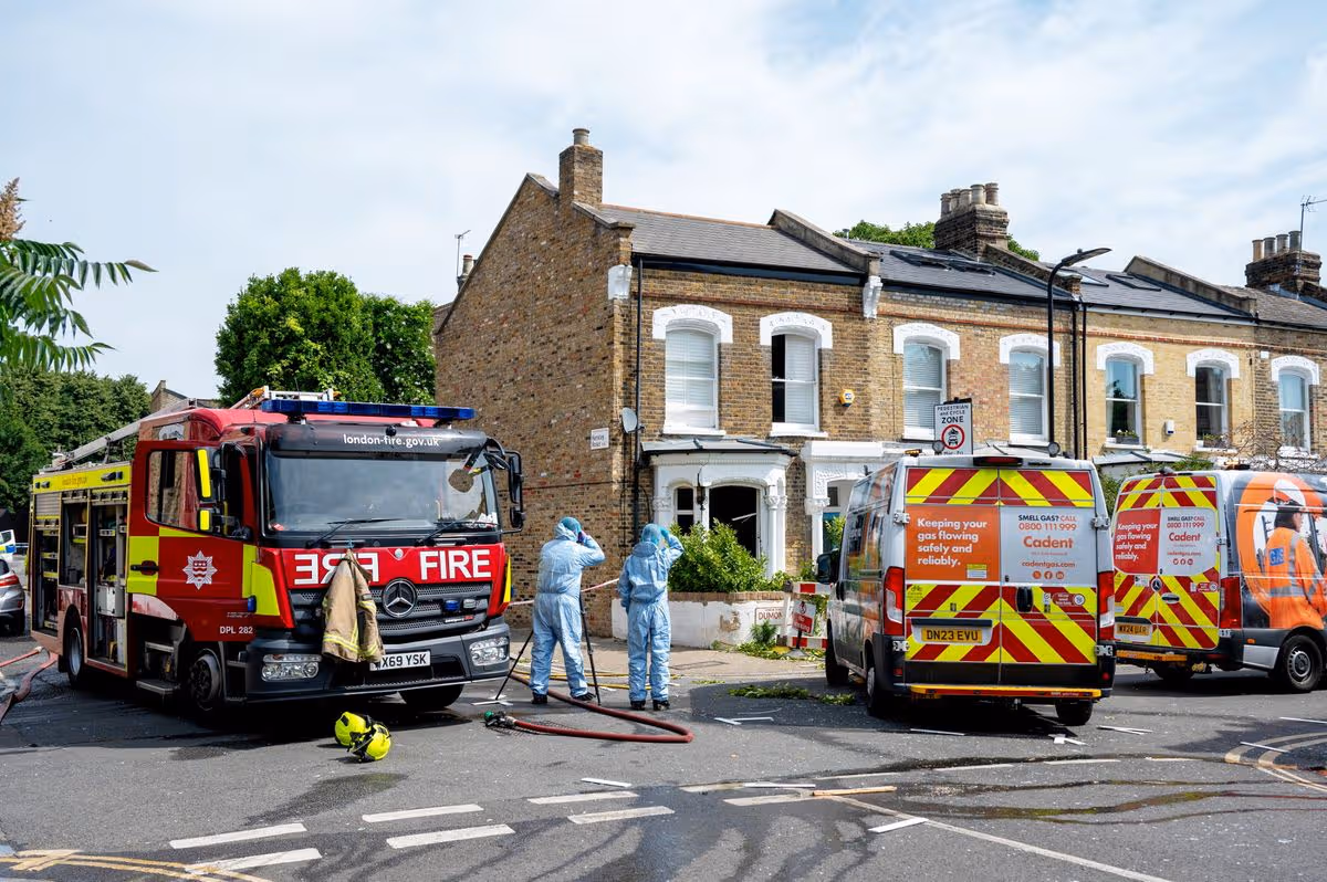Emergency services at the scene after the house explosion