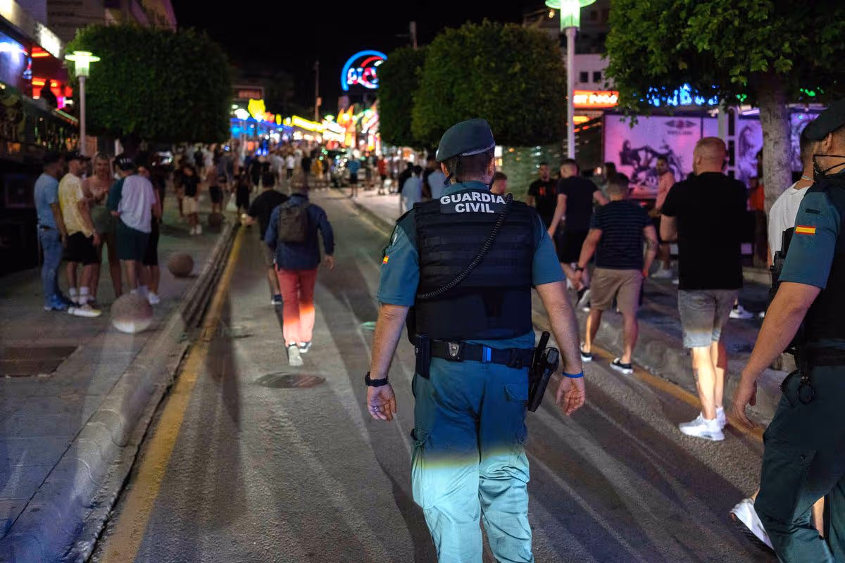 The scene after the attack and arrests in Palma, Majorca