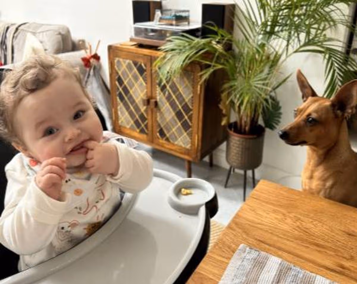 Baby Preston Davey the morning after his first sleepover with his adoptive parents Jamie Varley and John McGowan-Fazackerley