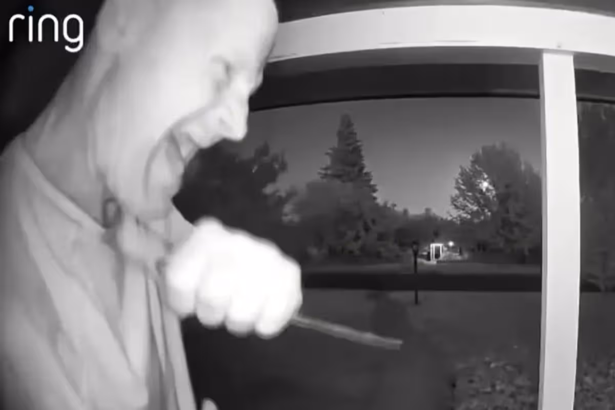 The footage was captured on the family's Ring Doorbell