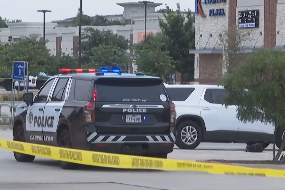 Police at the scene following the shooting 