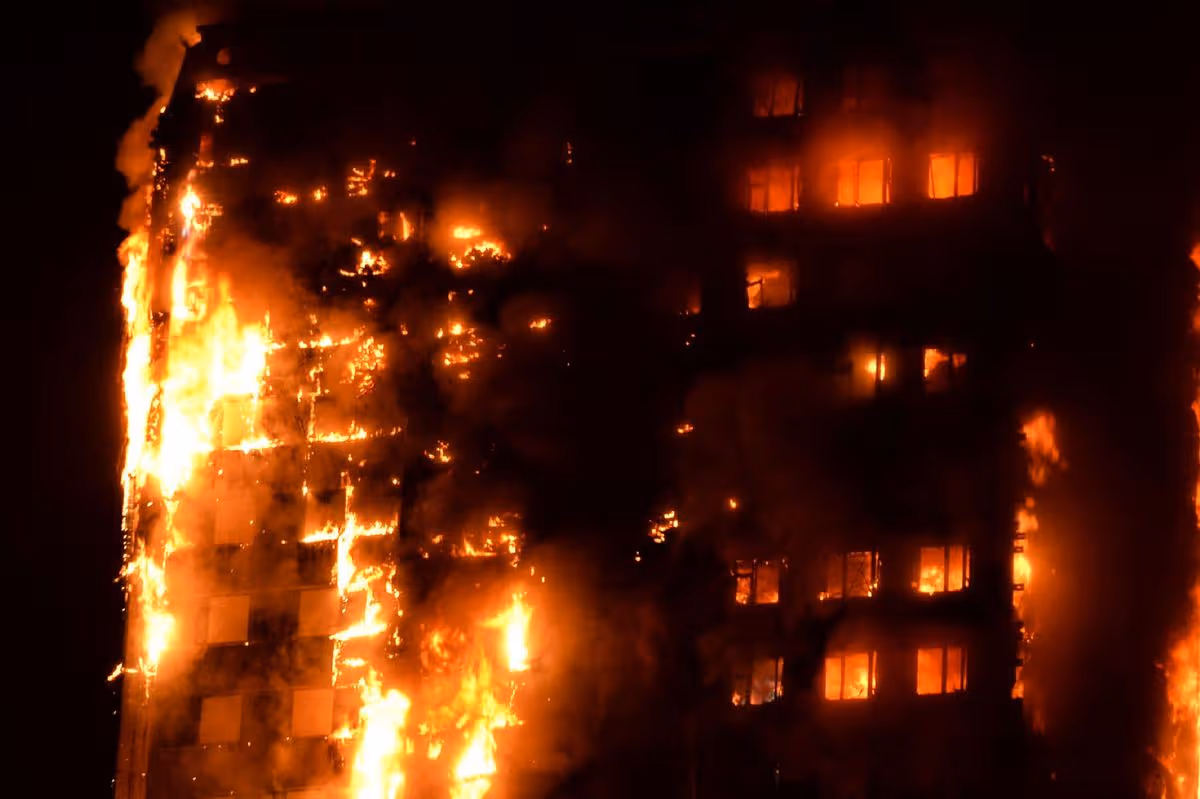 Grenfell tower on fire