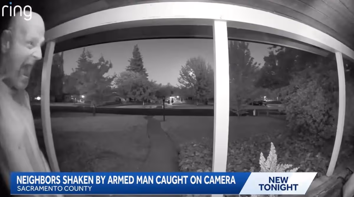 The man was on their doorstep, armed with a huge knife