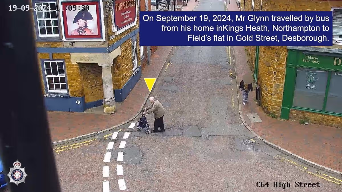 CCTV captured the 93-year-old man as he walked to his flat where he was brutally murdered by his 'friend'.
