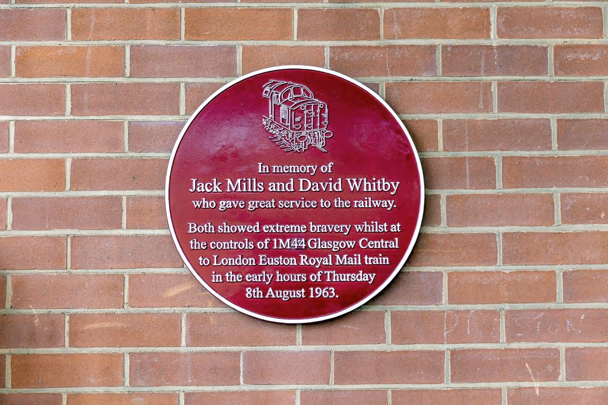 Plaque at Crewe Station honouring trainmen Jack & David