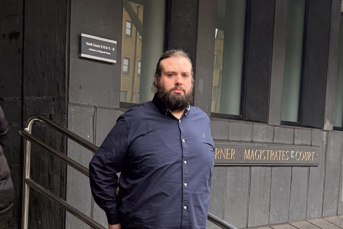 Matthew Slate leaving Highbury Magistrates' Court in north London,