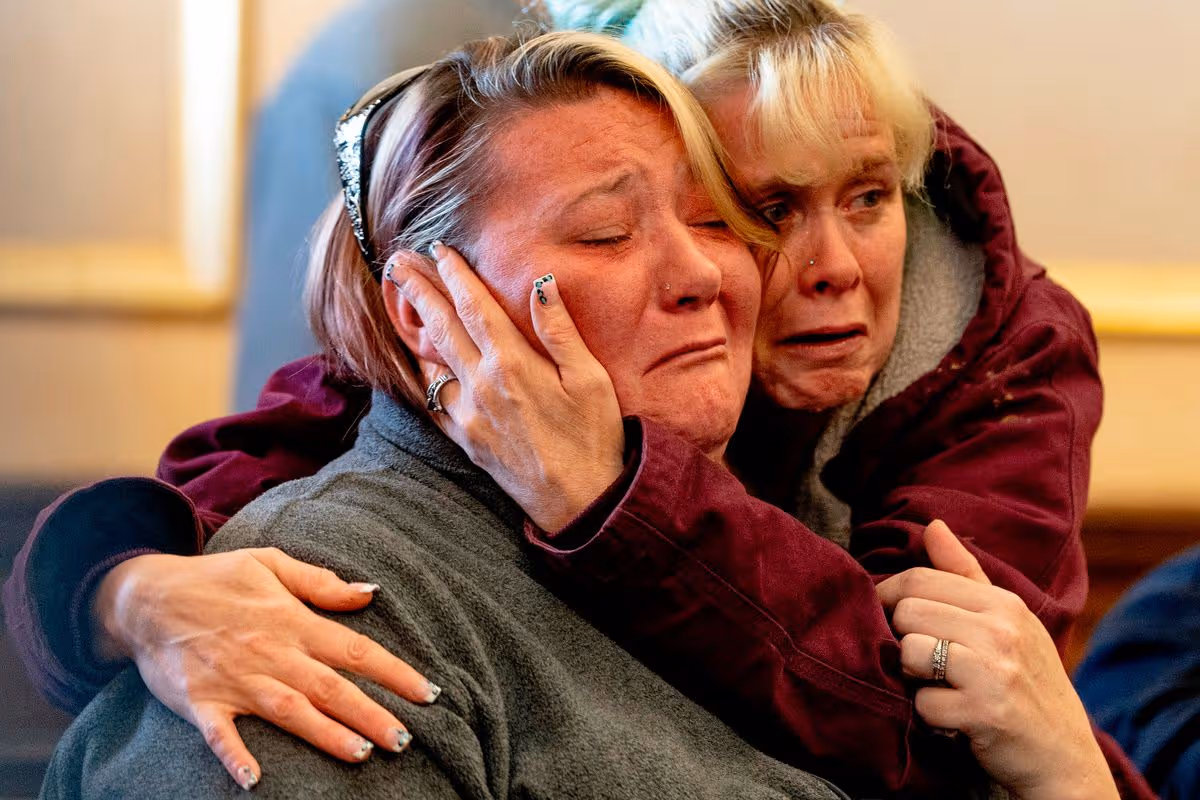 Family members react as the killer is sent to jail