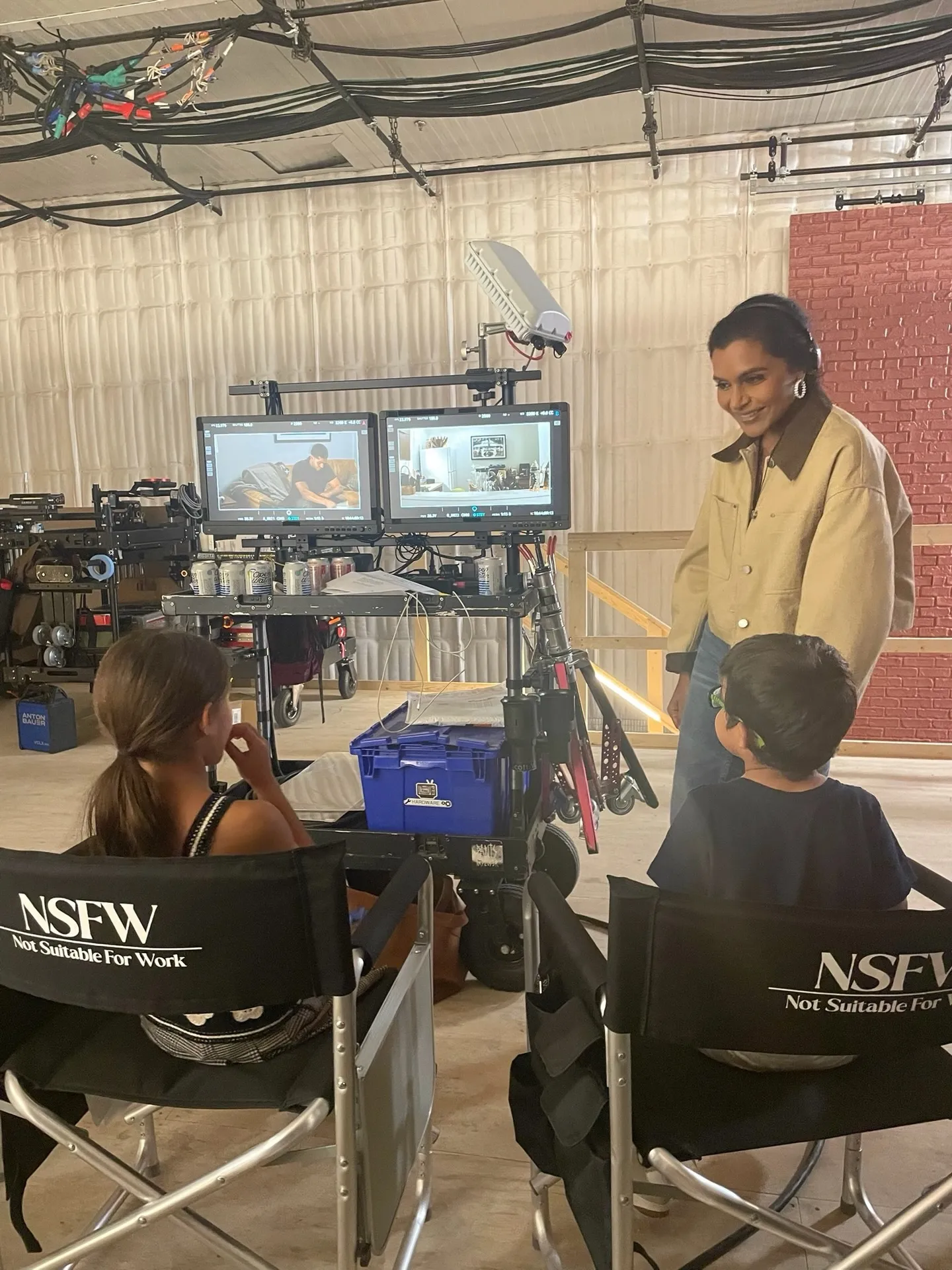Mindy Kaling with her children.