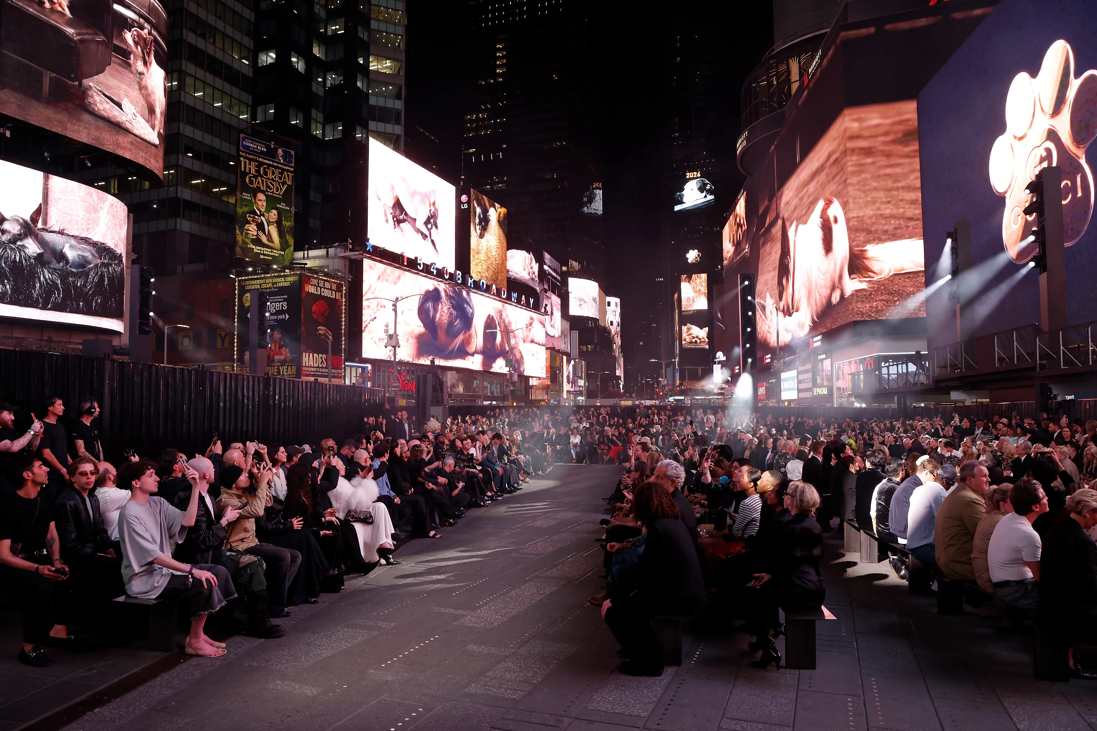 Gucci Cruise 2027 at Times Square on May 16, 2026 in New York City.
