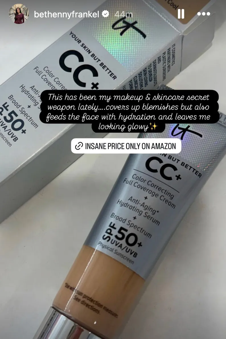 A tube of "IT Cosmetics Your Skin But Better CC+ Color Correcting Full Coverage Cream" and its box.