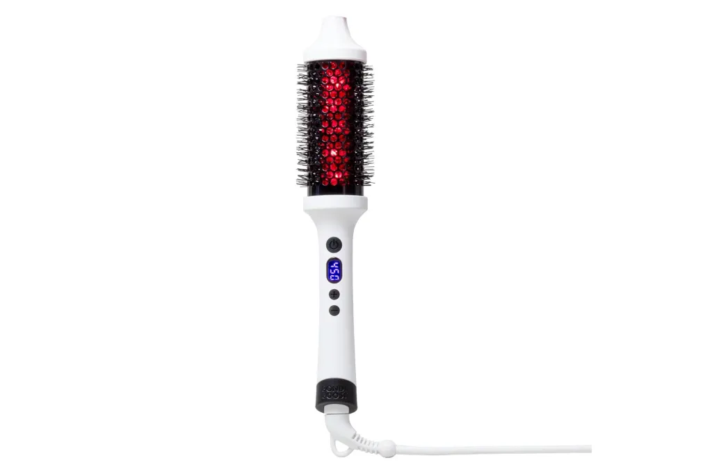 A white hot brush with a red-glowing barrel and a digital display showing "450".