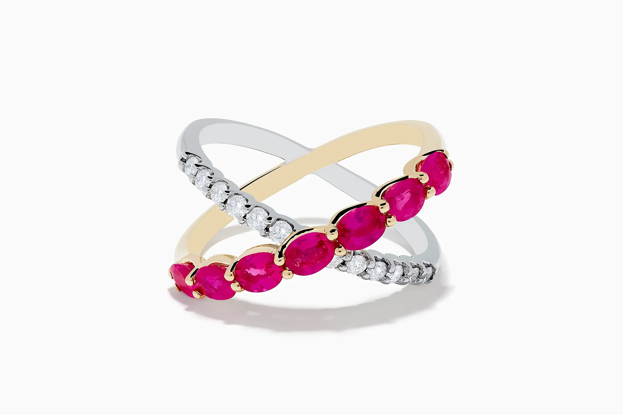 Effy Criss Cross Ring with rubies and diamonds.