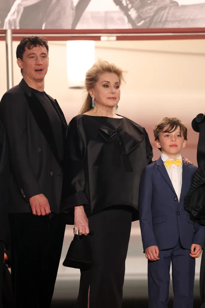 Laurence Rupp, Catherine Deneuve and Malo Blanchet attend the "Gentle Monster" screening during the 79th annual Cannes Film Festival