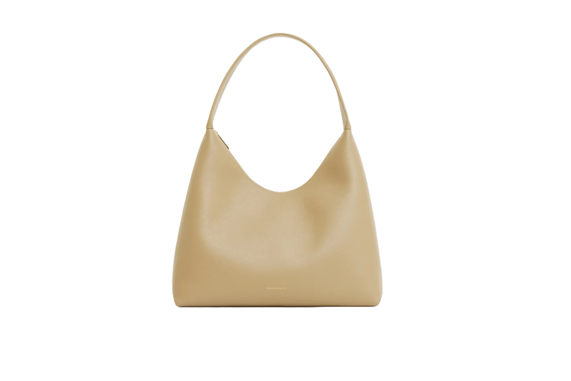 A beige leather handbag by Mansur Gavriel.