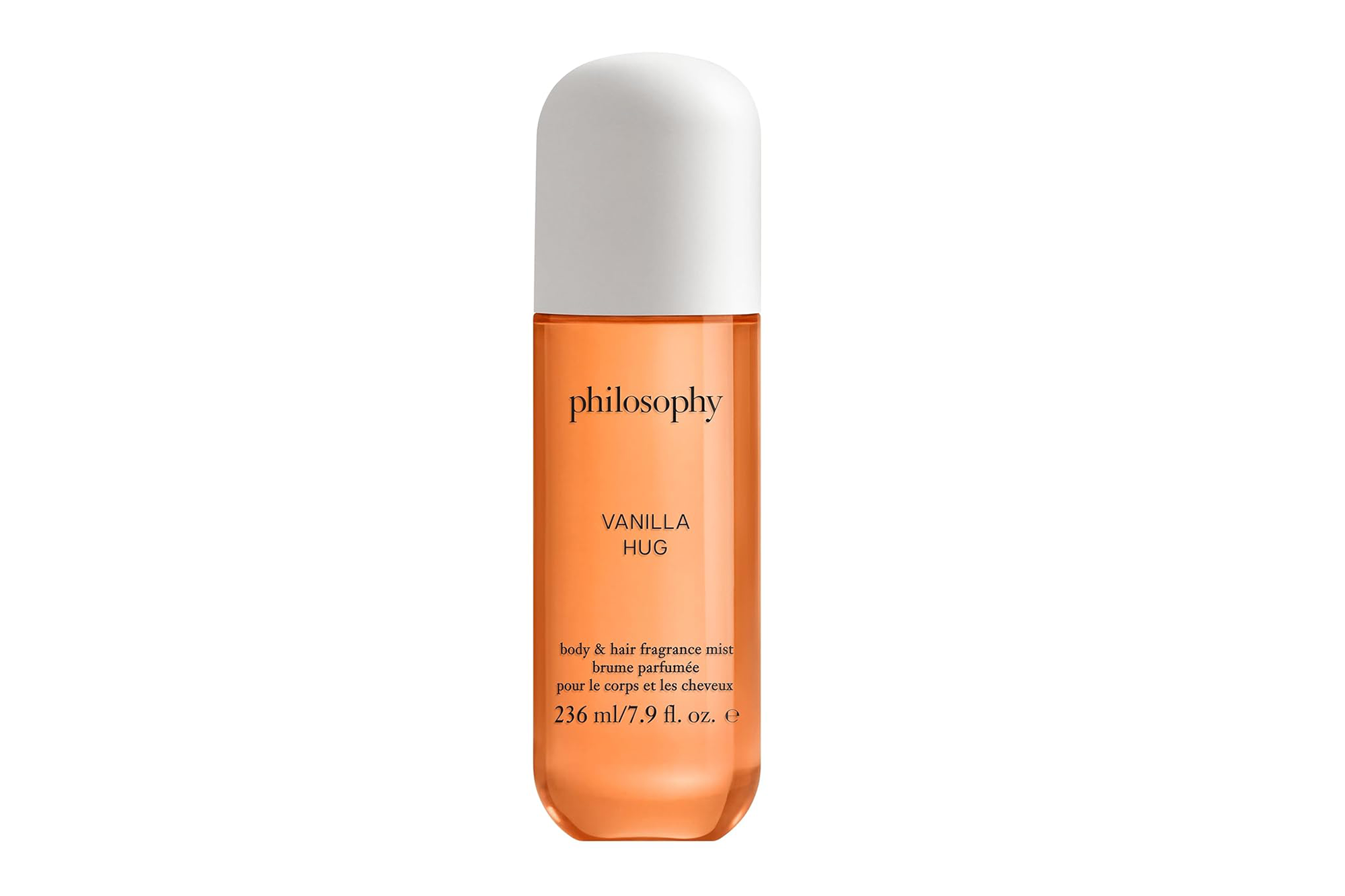 A Philosophy Vanilla Hug body & hair fragrance mist bottle, 236 ml.