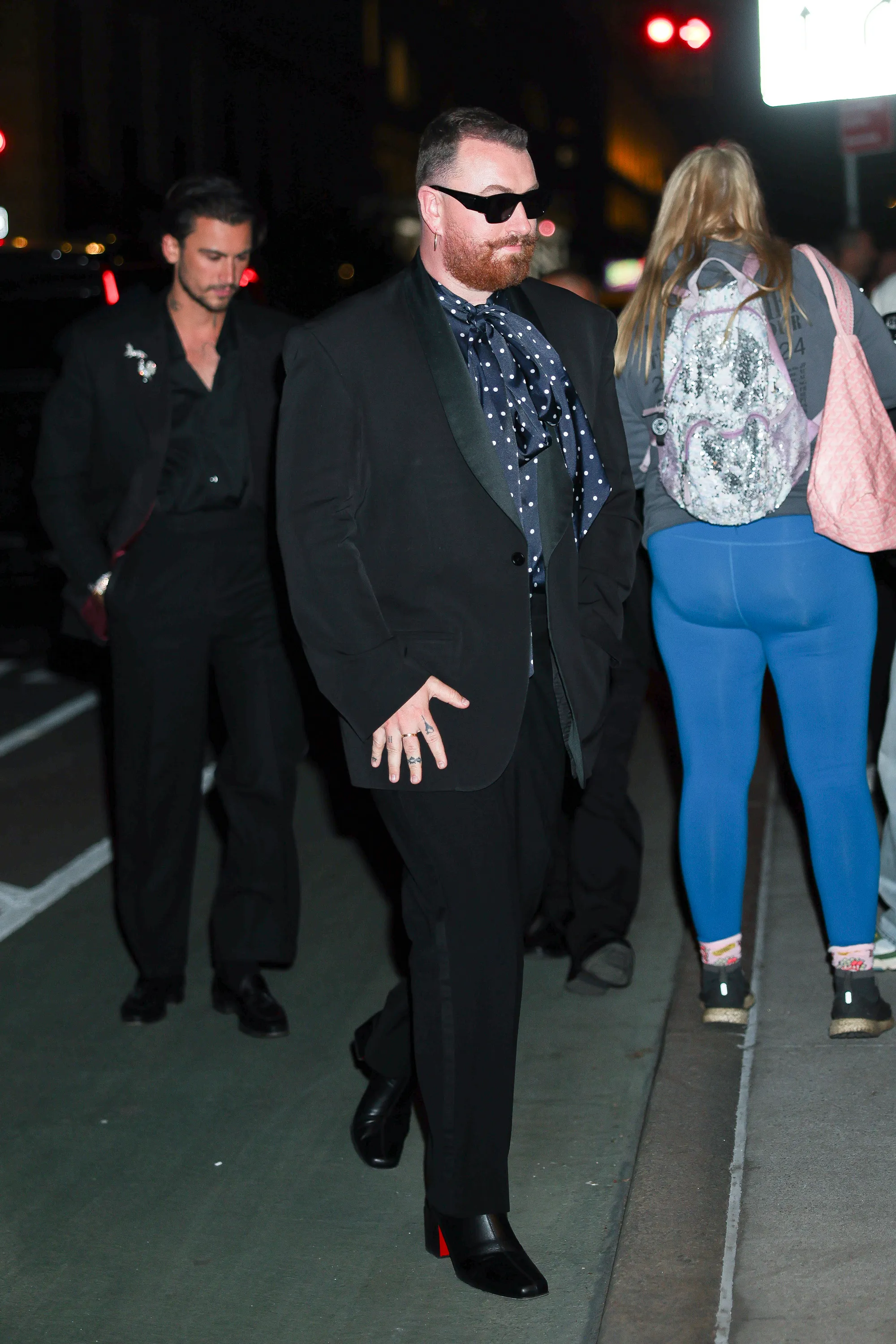Sam Smith and Christian Cowan attend Jeff Bezos' star-studded Pre-Met Gala Celebration in New York.