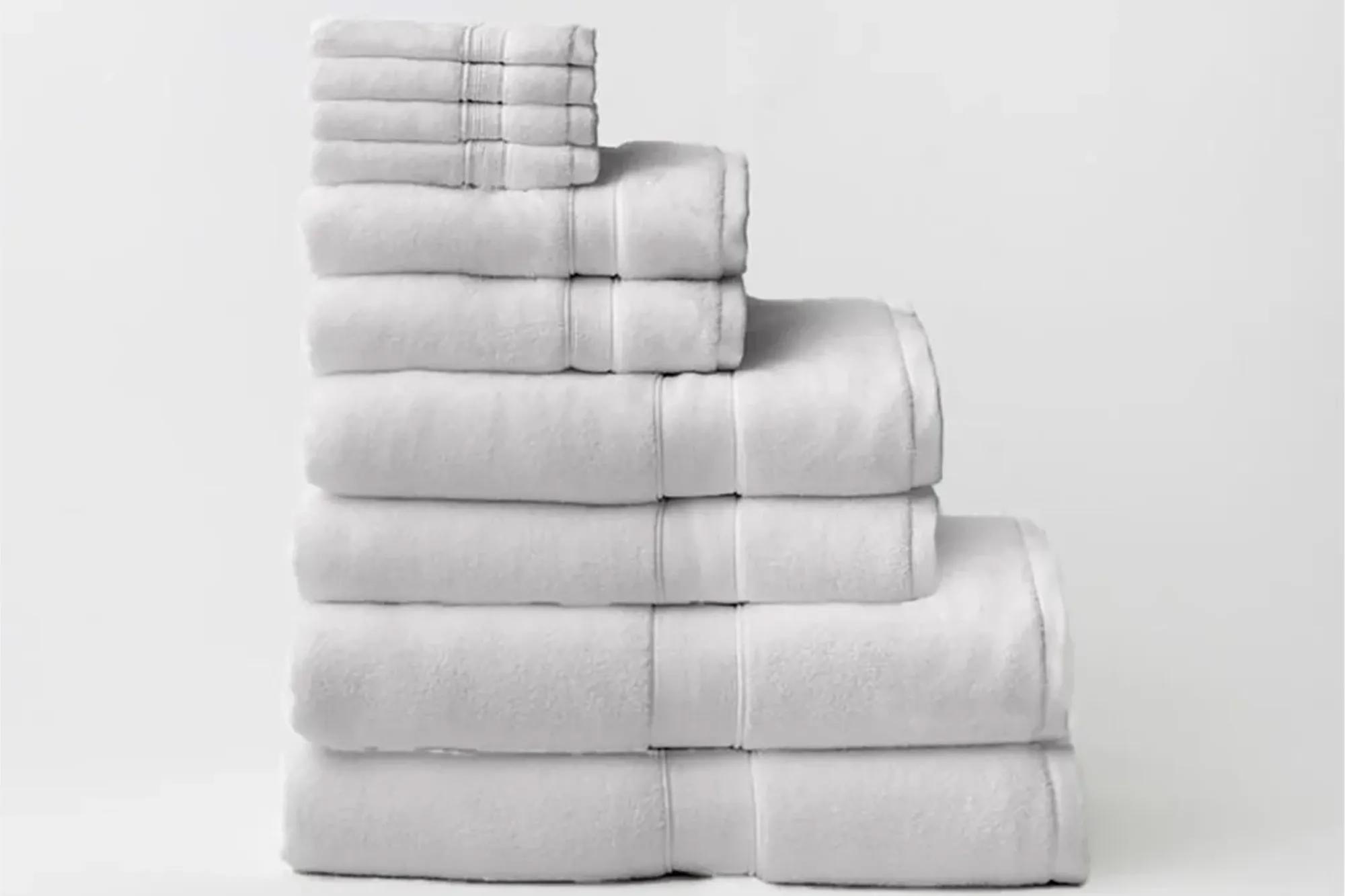 Stacks of white towels.