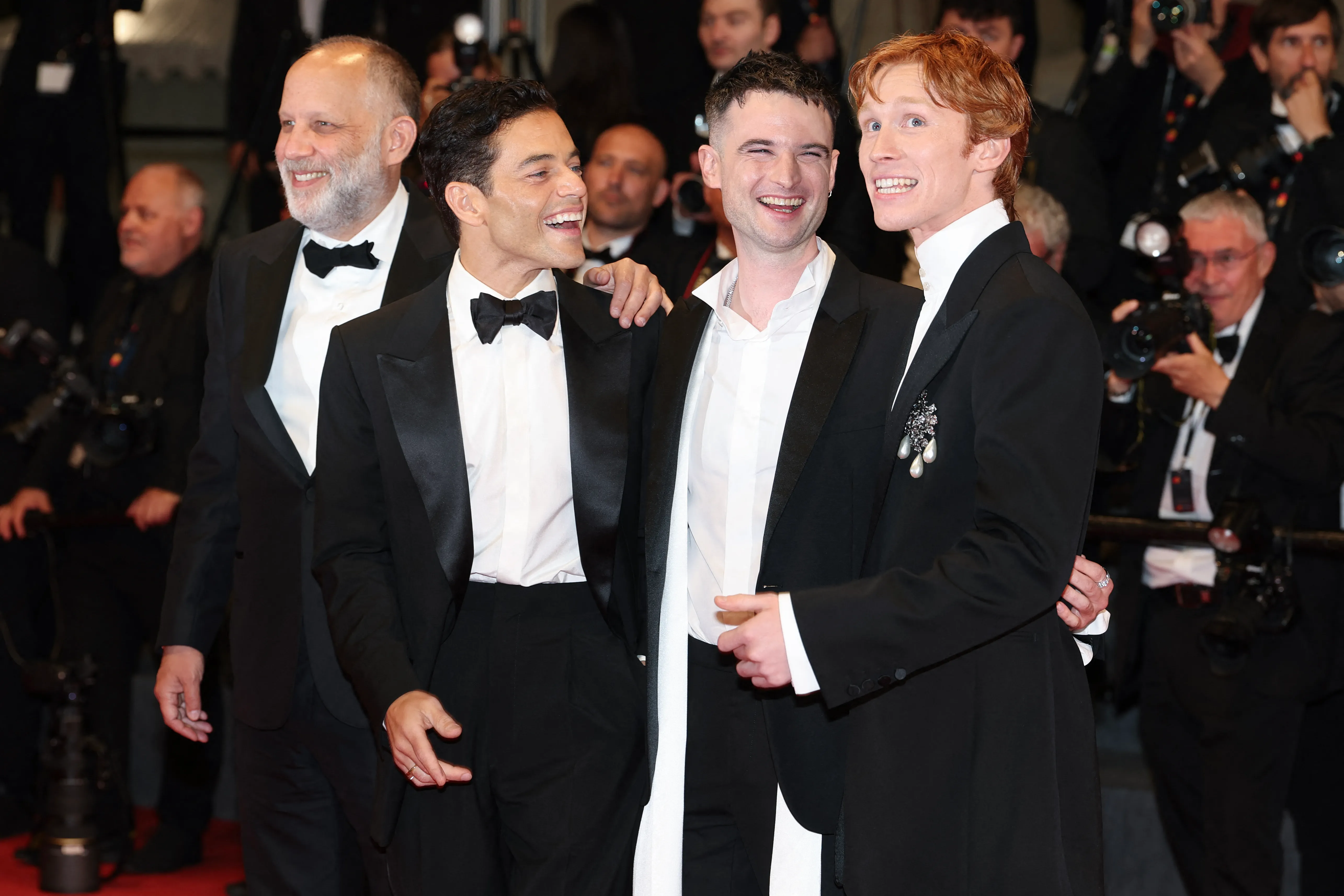 Ira Sachs, Rami Malek, Tom Sturridge, and Luther Ford attend the "The Man I Love" screening during the 79th annual Cannes Film Festival at Palais des Festivals on May 20, 2026 in Cannes, France. 