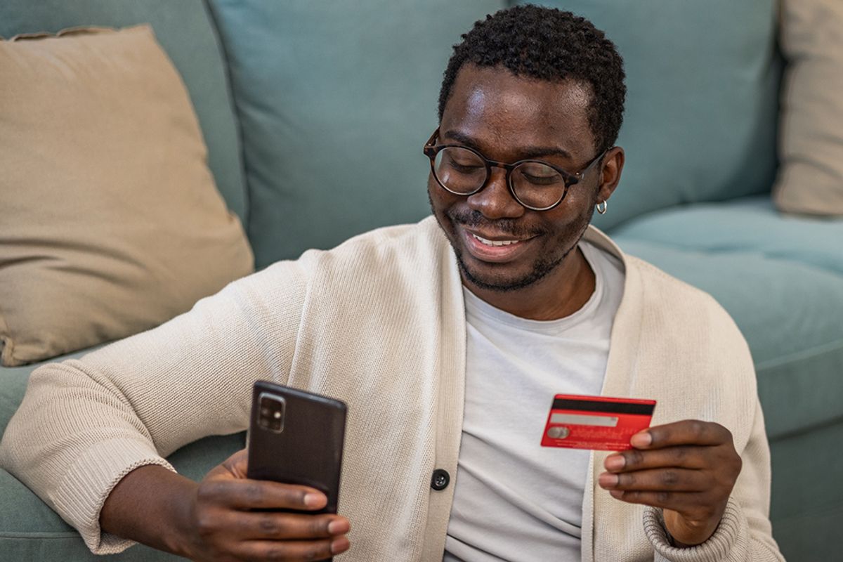 A man checks his finances
